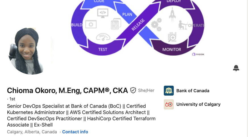 Chioma LinkedIn Profile TWN DevOps Bootcamp Review