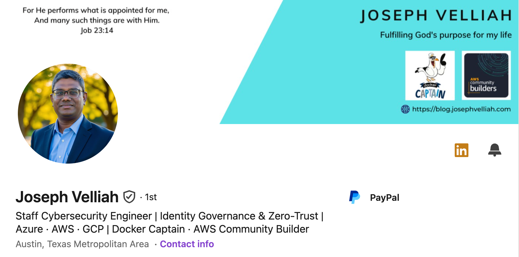 Joseph LinkedIn Profile TWN DevSecOps Bootcamp Review